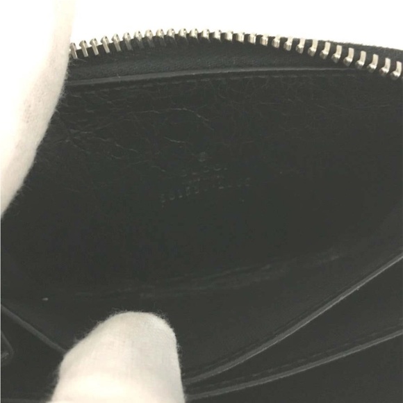 Authentic GUCCI Interlocking G Black Leather Zip Around Compact Wallet W/ Box - Picture 6 of 7